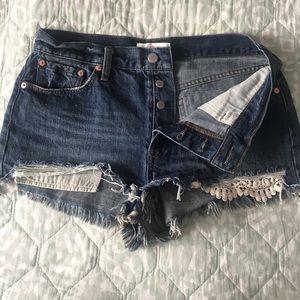 Free people distressed denim jean shorts, size 30